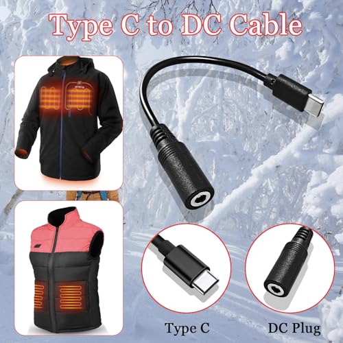 9V Heated Jacket Battery Charger Cable For 7.4V 8.4V Heated Jacket, Hoodies, Vests (Not For 12V Heated Gear)