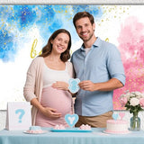 Gender Reveal Decorations Backdrop 7 x 5 ft Blue and Pink Photo Props