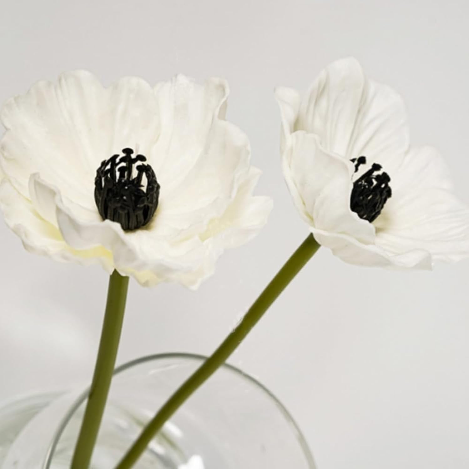 Artificial Flowers False Poppy Flowers,10 Pcs Artificial Poppy Silk Fake Flowers,No Fade Pu Fake Latex Flowers For Kitchen Table Centerpiece Wedding Holiday Bridal Bouquet Home Party Decor (White)