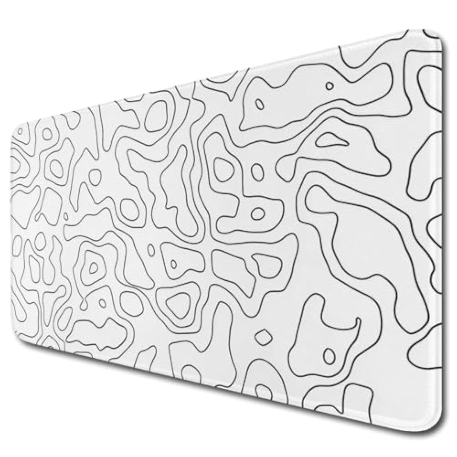 White Topographic Mouse Pad,Xxl 15.7X35.4 Inch Large Gaming Mouse Mat,Non-Slip Base Desk Mat,Extended Game Mousepad Keyboard Pad Long Desk Pad For Computer,Keyboard,Home,Office