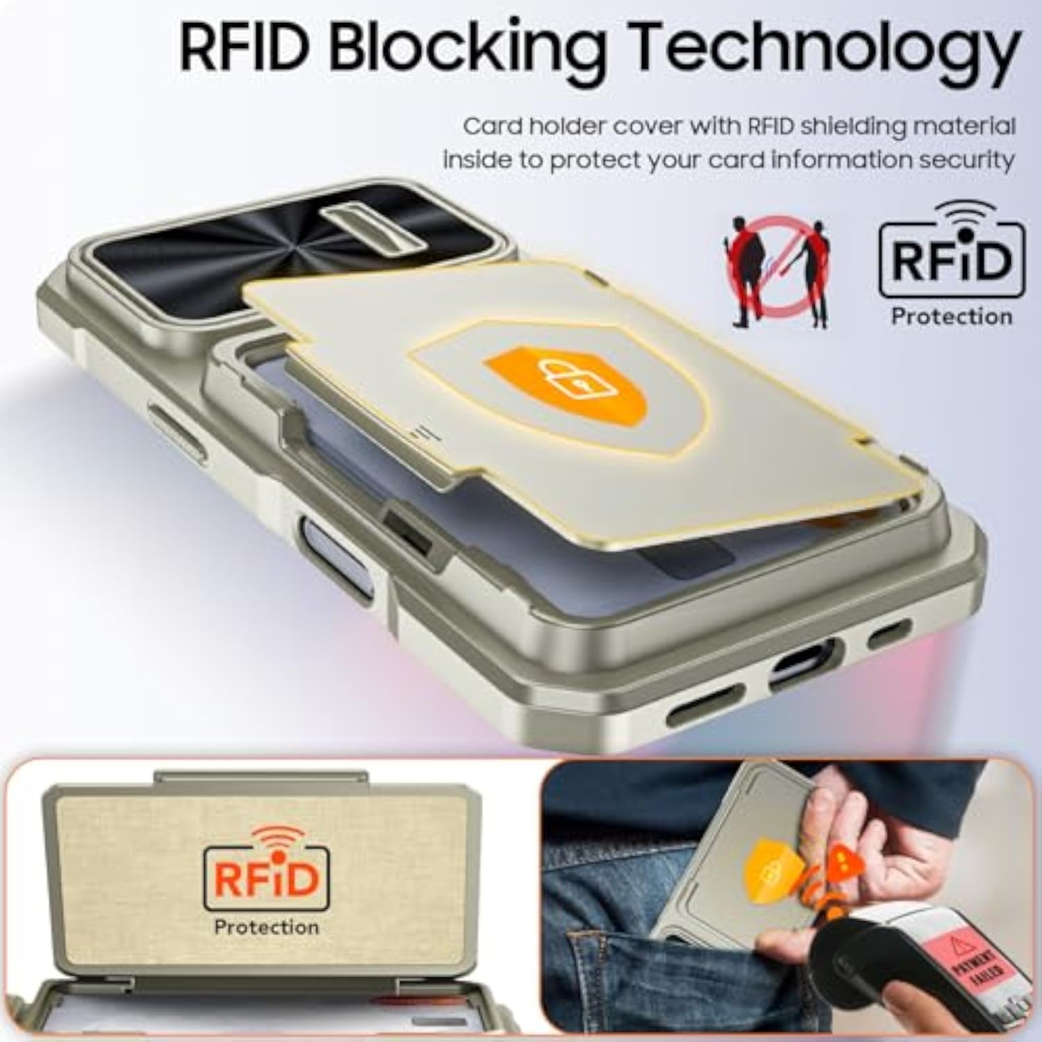 iPhone 16 Pro Case Wallet with Hidden Card Holder and Pop-up Camera Cover, Military Grade Protection, Durable Kickstand Heavy Duty Men Women Shockproof Case for iPhone 16 Pro, Titanium