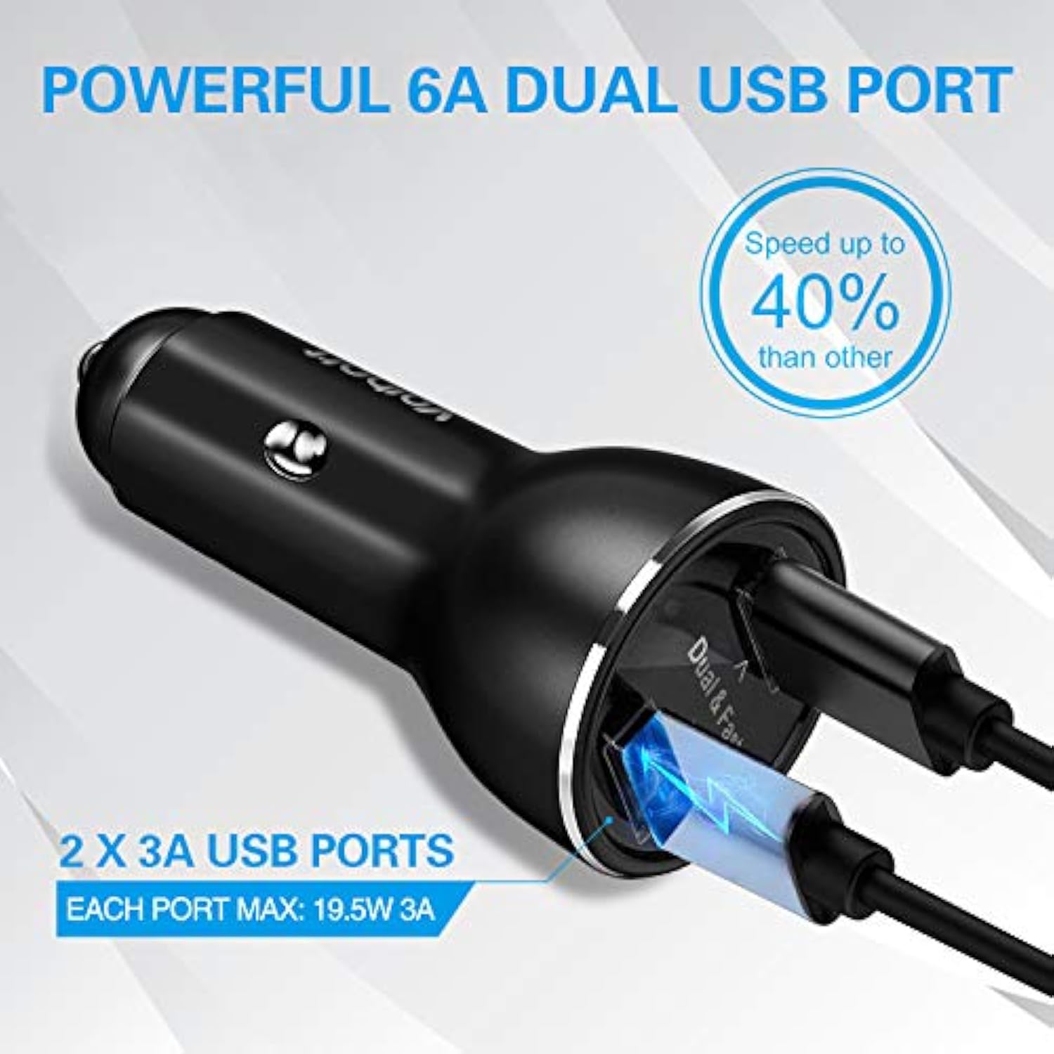 Dual Usb Car Charger: 39W All-Metal Cigarette Lighter Adapter - Black Mini Carro Charging With 2 Quick Charge 3.0 Usb-C Port For Iphone Samsung Galaxy Lg Google Pixel Moto Phone