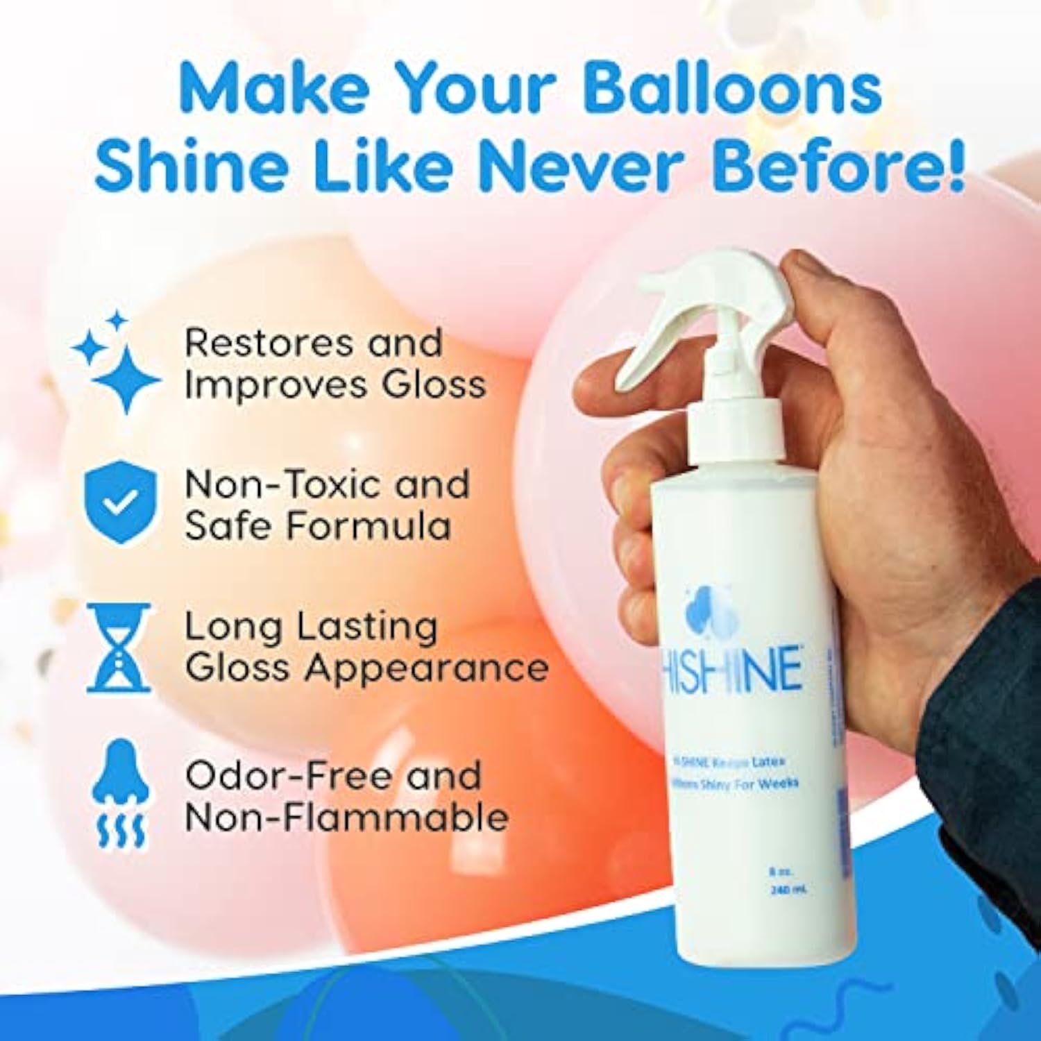 Hi-Shine 8oz Balloon Spray – Instant Gloss & Long-Lasting Shine for Party Décor