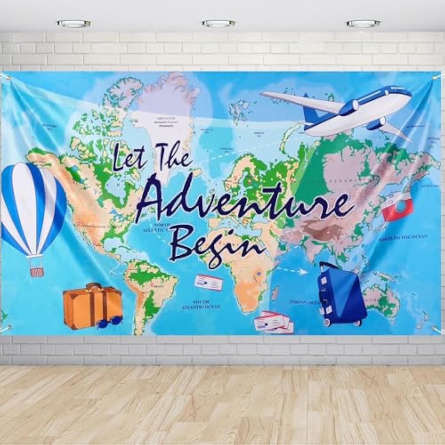 Bon Voyage Party Backdrop – 73x43in Travel & Adventure Photo Banner