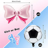 12 Pieces Gender Reveal Soccer Ball Balloons Includes 6 Pink Bow And 6 Soccer Ball Balloons Party Favors Supplies Decoration Accessories For Gender Reveal Party, Baby Shower, Birthday