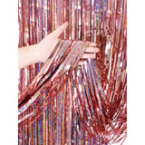 2-Pack Rose Gold Foil Fringe Curtains – 3.3x8.2ft Backdrop for Parties & Events