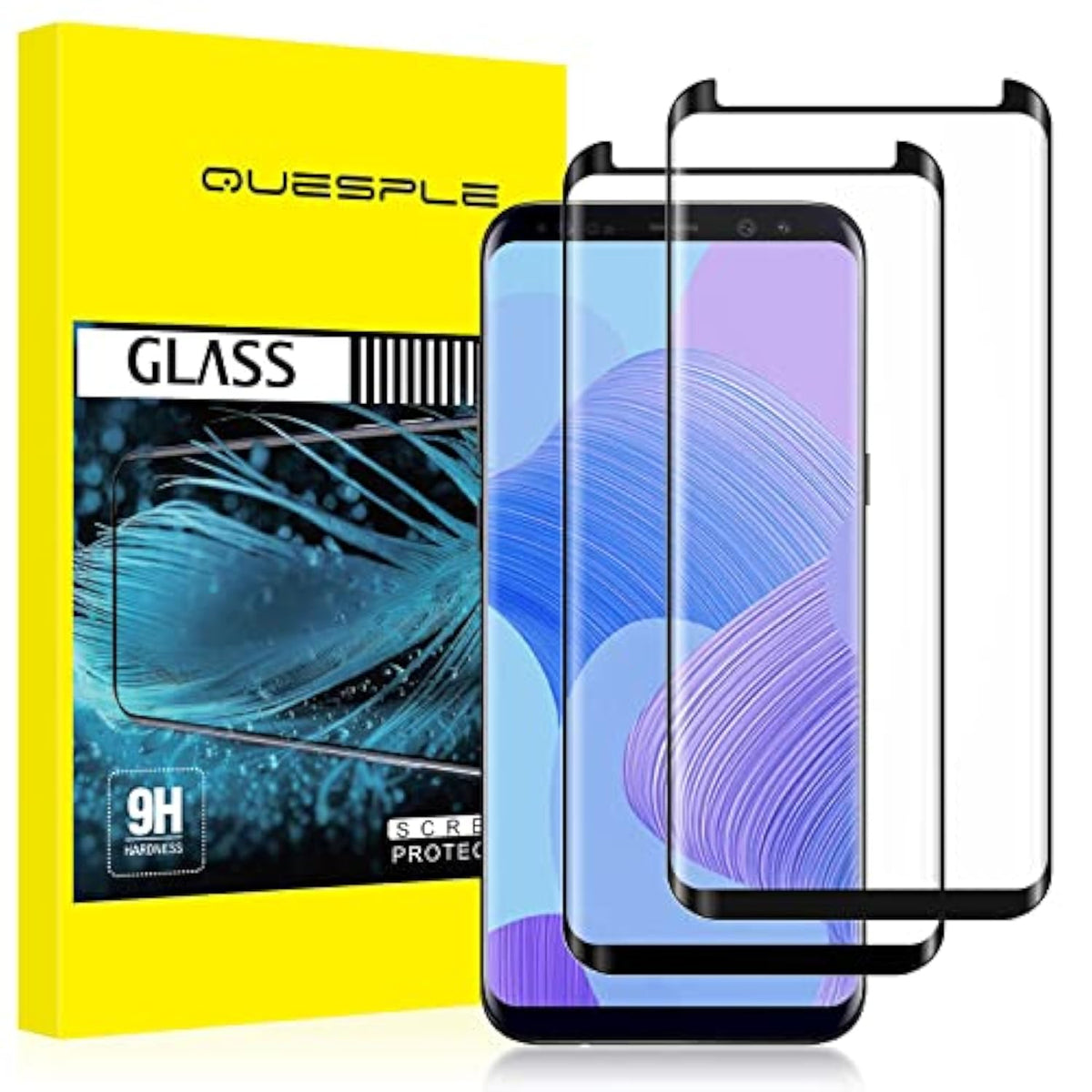 2 Pack Galaxy S9 Plus Screen Protector, Tempered Glass [3D Curved] [Full Coverage] [Anti Scratch][Hd Clear] Screen Protector For Samsung Galaxy S9 Plus