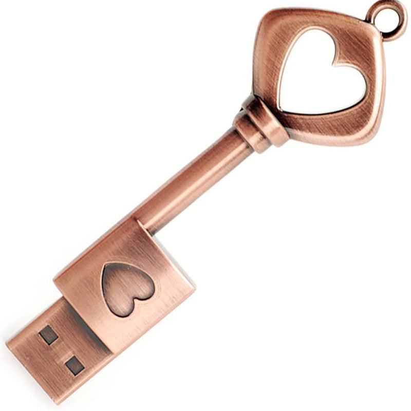 64Gb Usb 3.0 Flash Drive, Borlterclamp Memory Stick Retro Metal Love Heart Key