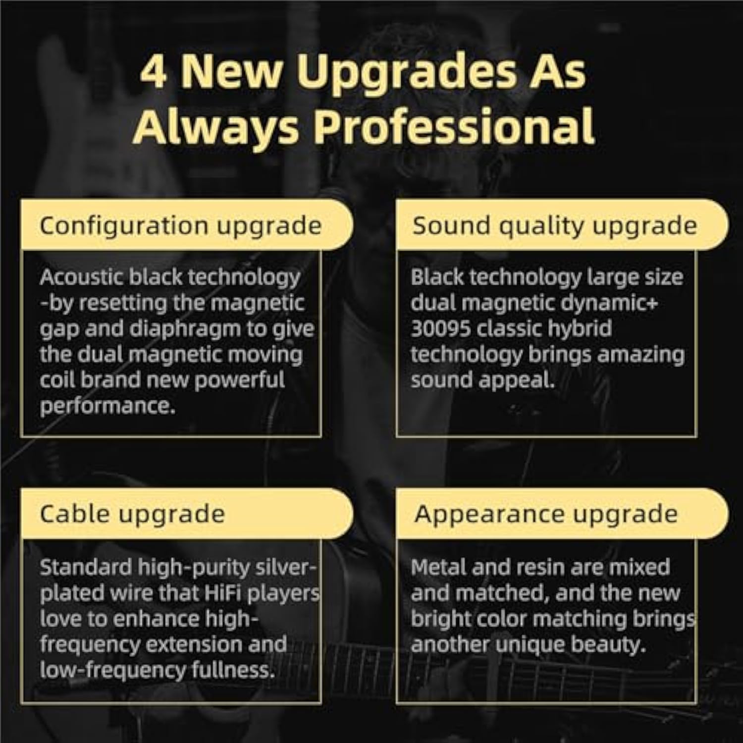 Kz Zsn Pro X Gaming Earbuds In Ear Monitor Headphones, High Fidelity Iems Earphones, Hybrid Dual Driver Wired Earbuds With 1Ba 1Dd Detachable Tangle-Free Cable For Computer Tablet (Black, With Mic)