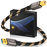 Audiophile USB Printer Cable with Upgraded 4-Core OCC, USB A to USB B Cable for Computer to DAC/Sound Card/Amps/Piano (3ft/1m)