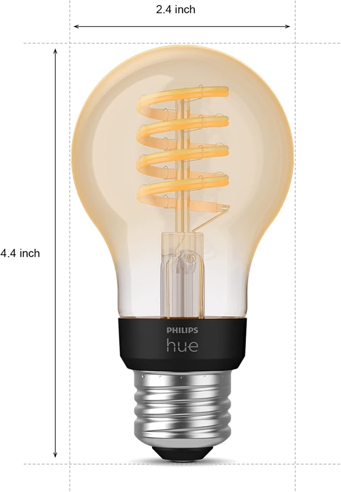 A19 Filament LED Bulb 60W E26 White Ambiance 2 Pack Warm to Cool Smart Light Hue Compatible