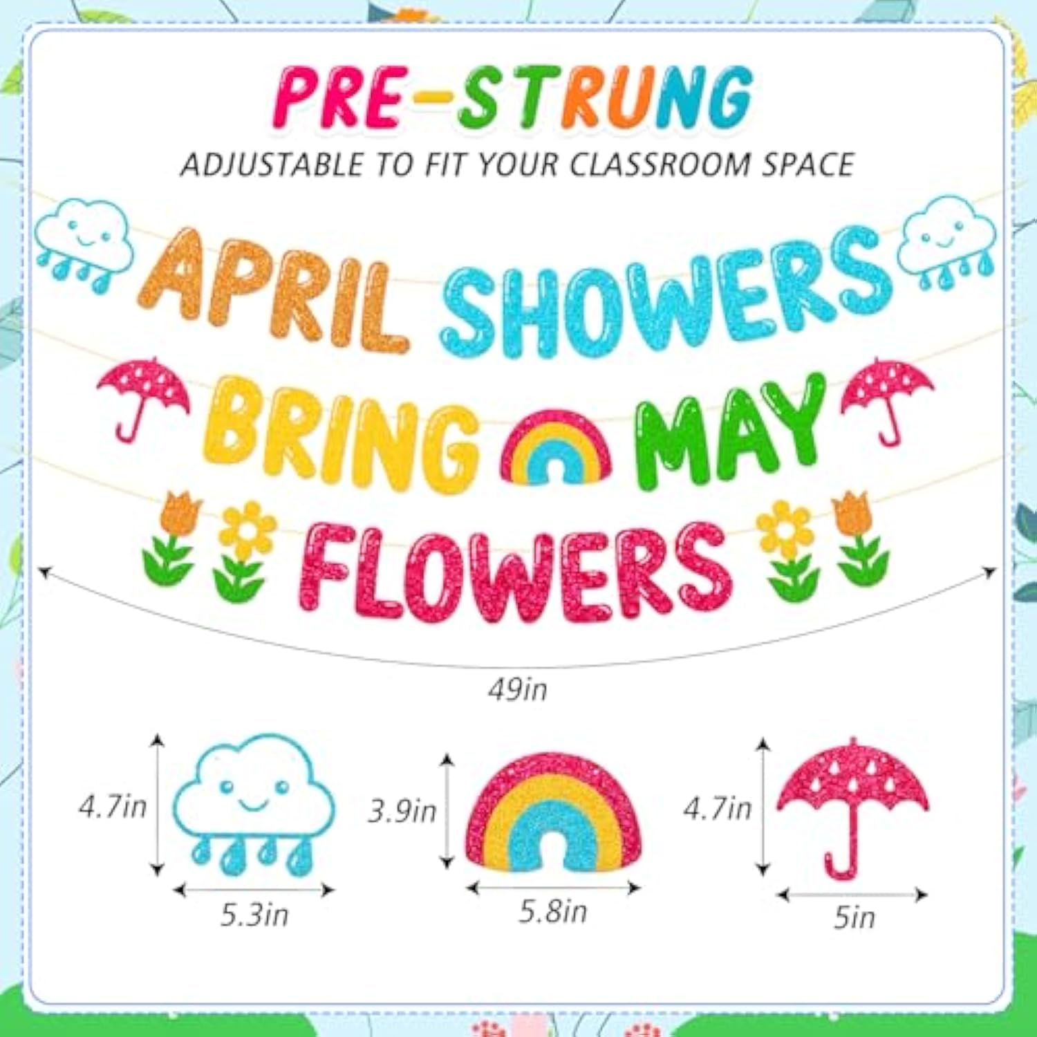 April Showers Bring May Flowers Banner School Classroom Spring Party Decorations For Student Children Teacher Celebrating Happy Spring Party Supplies