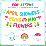 April Showers Bring May Flowers Banner School Classroom Spring Party Decorations For Student Children Teacher Celebrating Happy Spring Party Supplies