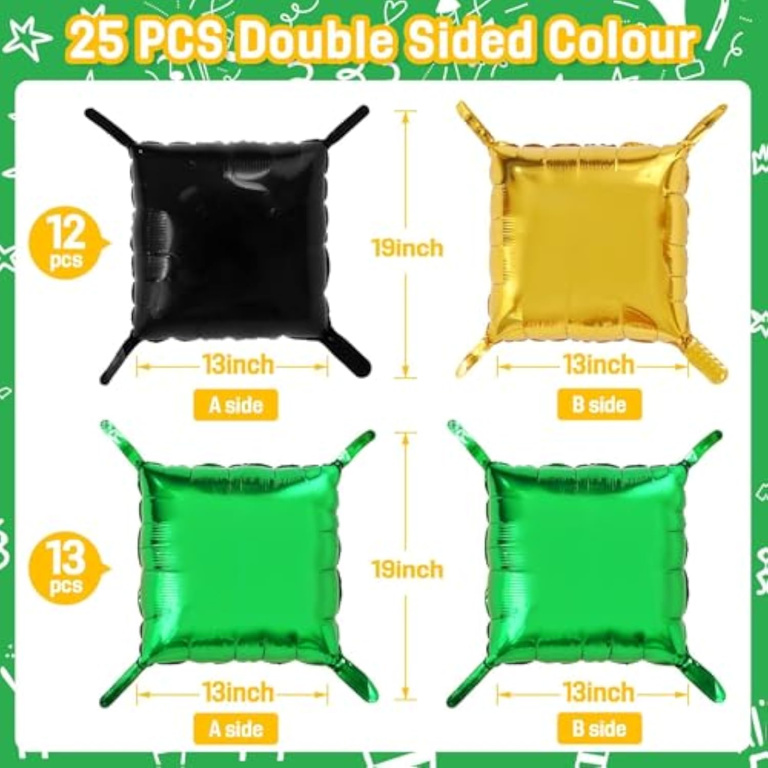 Green, Black & Gold Double-Sided Square Foil Balloon Wall & Tunnel Arch Kit