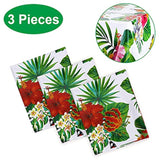 3 Pack Hawaiian Luau Tablecloths For Party Decoration, Hawaii Disposable Plastic Rectangular Table Covers, Aloha Tropical Palm Leaves Table Cloth, Summer Beach Kids Birthday Cocktail Party Supplies