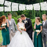 White Papel Picado Banner, 20 Ft Cinco De Mayo Decoration Plastic White Mexican Banners For Parties And Weddings - 5 De Mayo Mexican Themed Birthday Party Decorations Supplies (5 Designs)