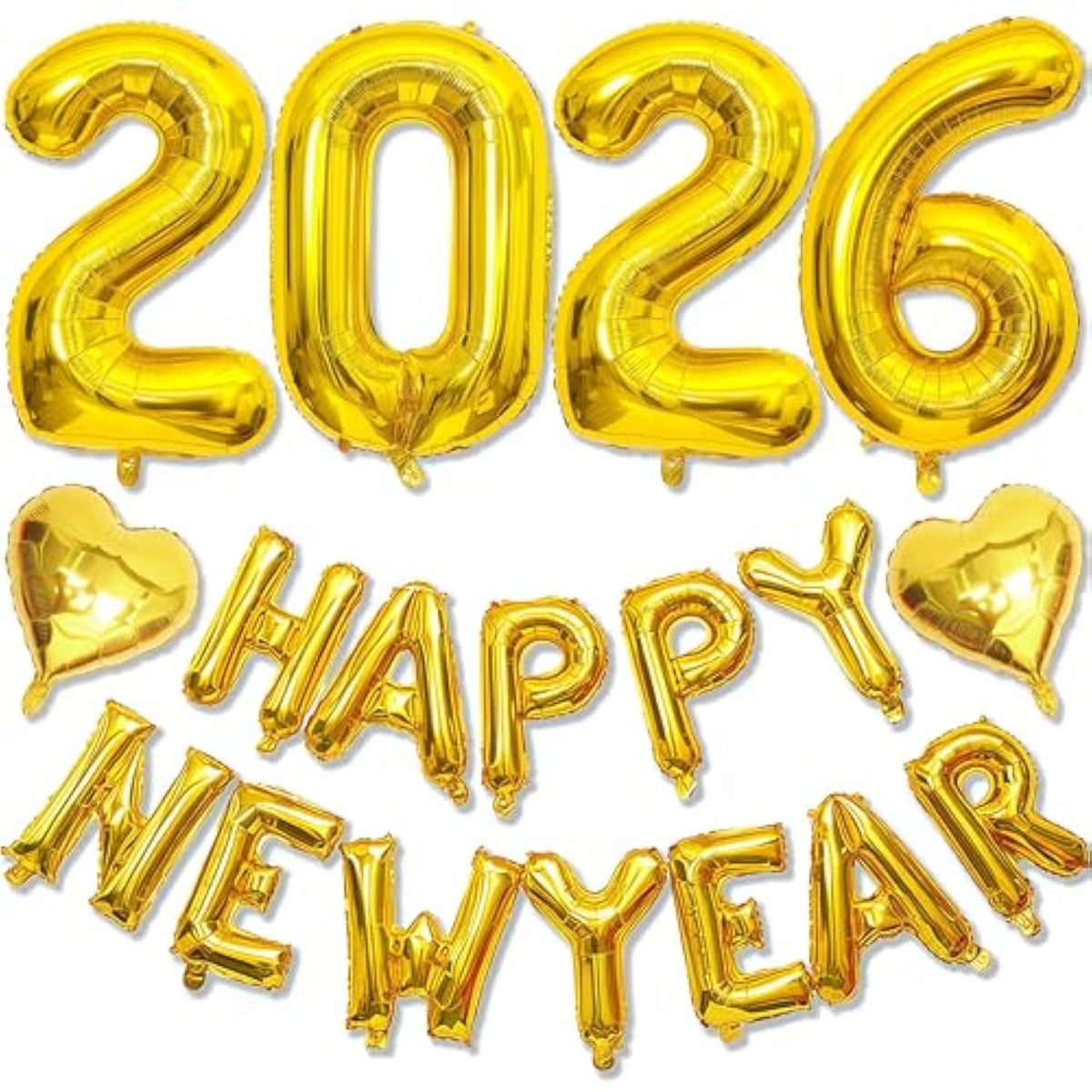 32 Inch Gold 2026 Foil Balloon Numbers Happy New Year Party Decor