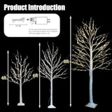 Set Of 3 Lighted Birch Tree, 4Ft 6Ft 8Ft White Artificial Christmas Tree With Total 456 Led Light, Prelit Waterproof Christmas Decoration For Indoor Outdoor Thanksgiving Wedding Holiday