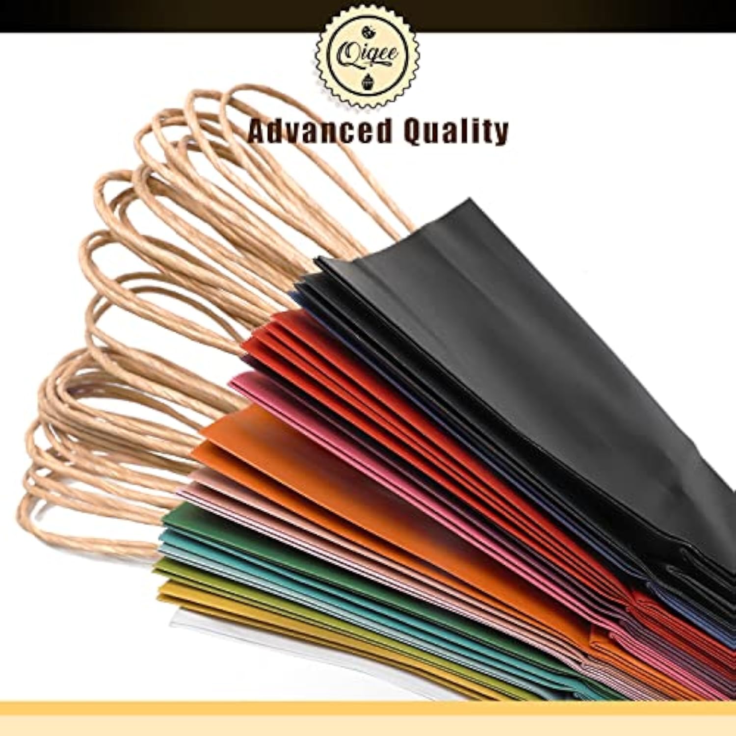 Large Kraft Paper Bags With Handles Bulk 13"X10"X5" 60-Pack Gift Bags 16 Solid Colors (Large Size) For Wedding, Baby Shower & Birthday Party