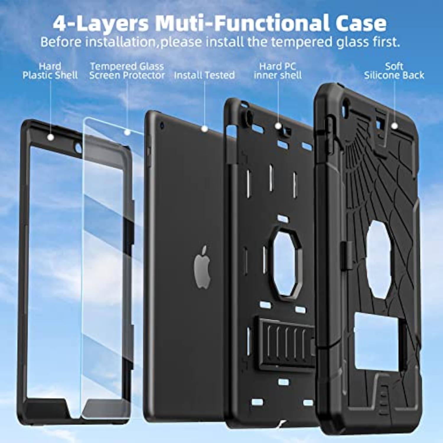 Ipad 5Th 6Th Generation Case 9.7" For Kids With Glass Screen Protector | Ipad