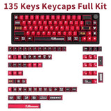 Red And Black Pbt Keycaps Set 135 Keys Cherry Profile Manga Japanese Style Keycaps Cherry Mx Gaming Keyboard Keycap Set For Ansi Layout Mechanical Keyboard