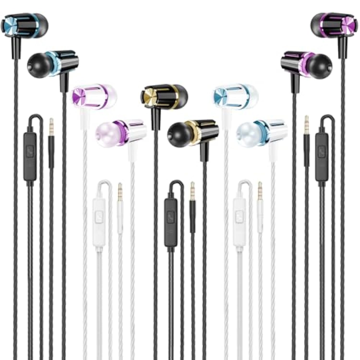 Wired Earbuds 5 Pack, Earbuds Headphones With Microphone, Earphones With Heavy