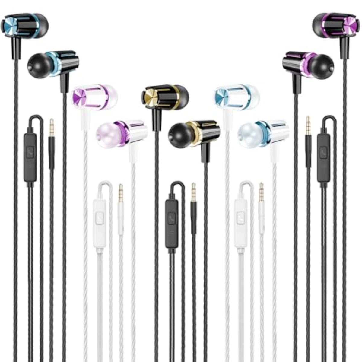 Wired Earbuds 5 Pack, Earbuds Headphones With Microphone, Earphones With Heavy