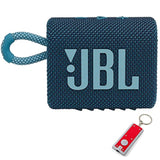 JBL Go 3 - Portable Bluetooth Speaker, Built-in Battery, Waterproof and Dustproof Feature JBLGO3BLUAM, Bonus Keychain LED Included - Blue