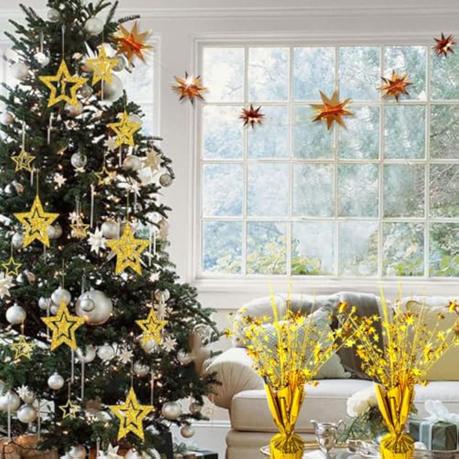 6pcs Gold Foil Starburst Table Centerpieces for Party & Holiday Decorations