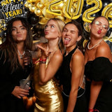 Black Gold Happy New Year 2026 Balloons Banner Fringe Curtain Party Decor