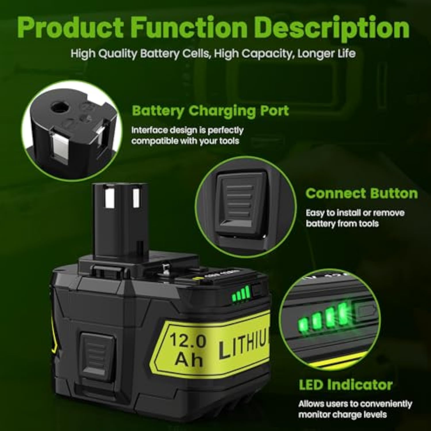 3000Mah P102 18V Lithium Battery Replacement For Ryobi 18V Tools One+ P100 P104 P105 P107 P108 P109 P190