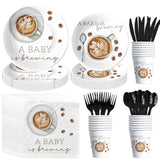 Coffee Baby Shower Decorations Tableware, Coffee Bean Theme A Baby Is Brewing Party Supplies For Birthday, Paper Plates, Cups, Napkins, Disposable Cutlery, Serves 24