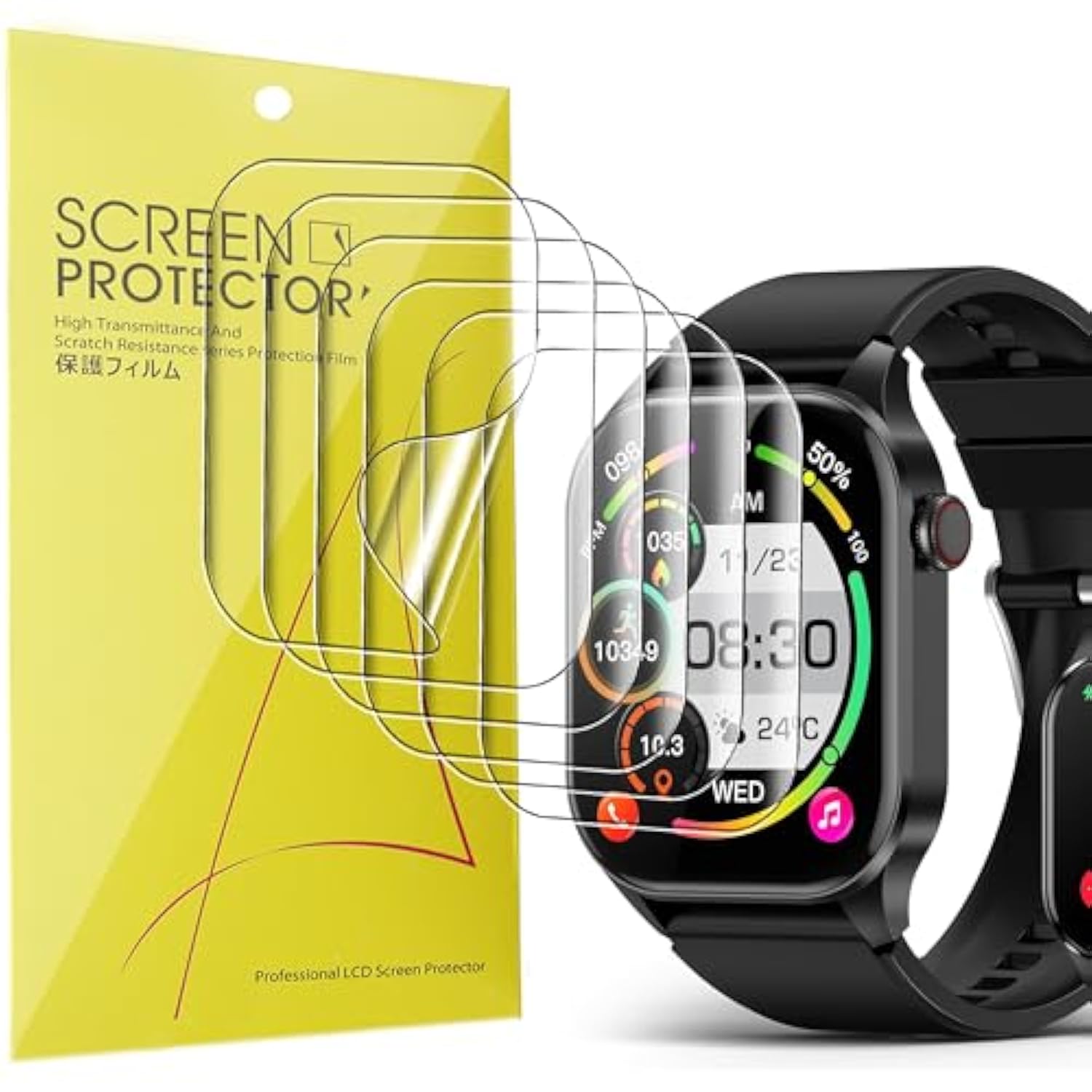 Compatible For Souyie Smart Watch Screen Protector, [6 Pack] Full Coverage Tpu Clear Film Compatible For Souyie T98 2.04 Inches Smart Watch (6 Pack)