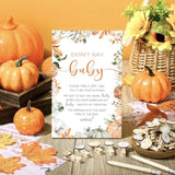 321 Pcs Little Pumpkin Baby Shower Game Supply For Girl Or Boy 5 Set Include 50 Activity Card 20 Pencil 1 Don'T Say Baby Sign 50 Clothespin For Price Is Right Prediction Bingo Game Party Decor