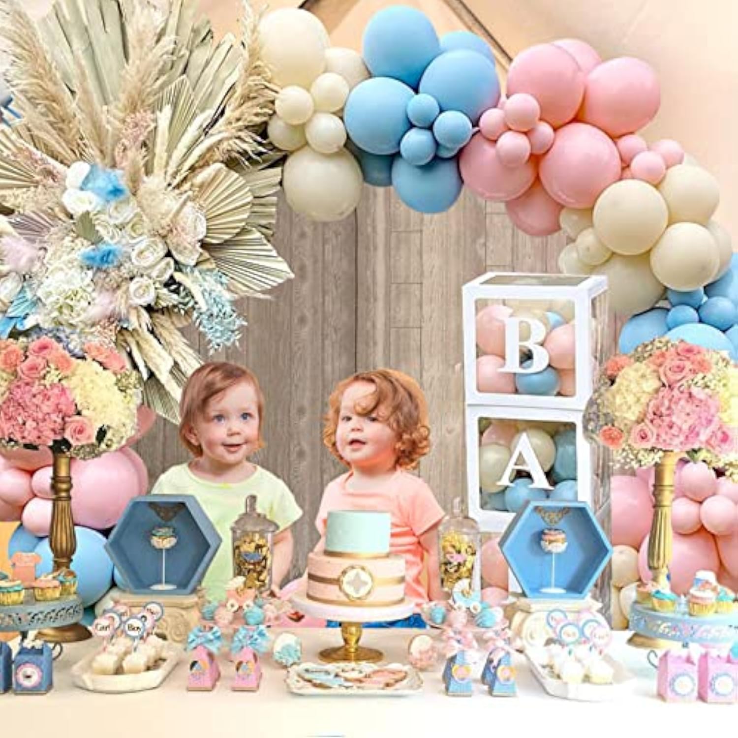 Gender Reveal Decorations Party Set - 176Pcs Pink And Blue Balloons Arch Kit, Baby Box With Letters For Gender Reveal Decor Party Supplies Boy Or Girl Baby Shower Revelacion Genero Backdrop