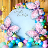 Butterfly Balloons, 10 Pcs 40 Inch Blue Pink Foil Mylar Balloons Favors Butterfly Themed Party Wedding Birthday Baby Shower Decorations