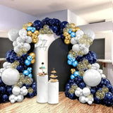 Navy Blue And Gold Balloons, Metallic Golden And Blue Balloon Navy And White Latex Balloons Gold Confetti Party Graduation Balloon For Birthday Baby Shower Wedding Decorations