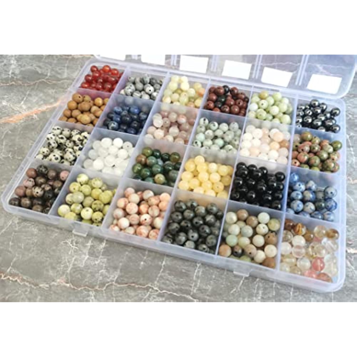 960pcs 6mm Natural Stone Beads, 24 Colors, Gemstone Beads for Jewelry Making