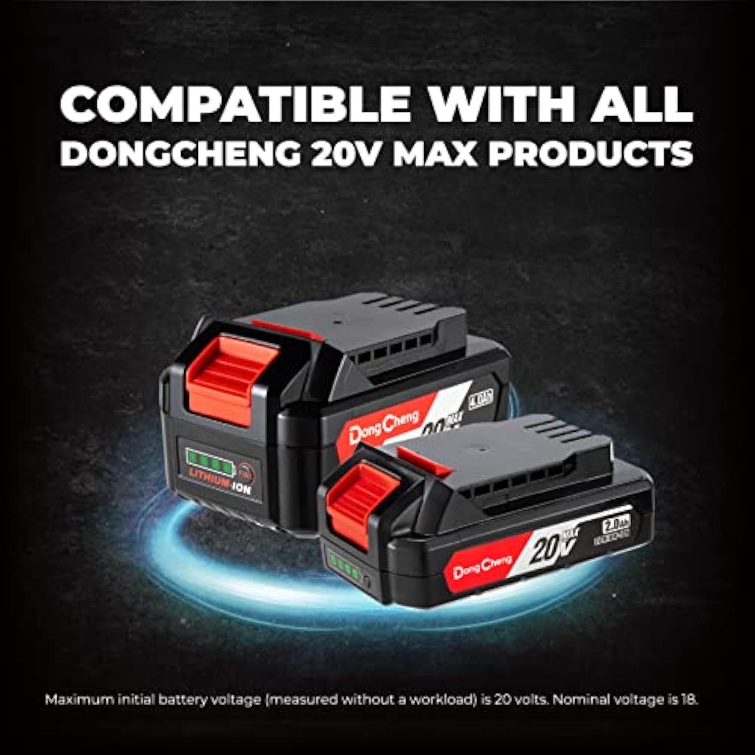 18V (20V Max) Battery, Lithium-Ion 4.0 Ah High Capacity Battery Pack Compactible With Dongcheng 18V (20V Max) Power Tools, Model#