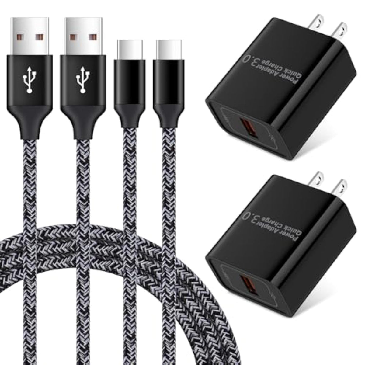 Type C Fast Charger For Moto G Pure/G Stylus 5G 2024/G 5G 2022/G Power 2025 2024/G Play 2024/2023/2021/One 5G Ace/G Fast/G8/G7 Play,18W Quick Charge 3.0 Rapid Wall Charger Adapter+2Pc 6Ft Usb C Cable