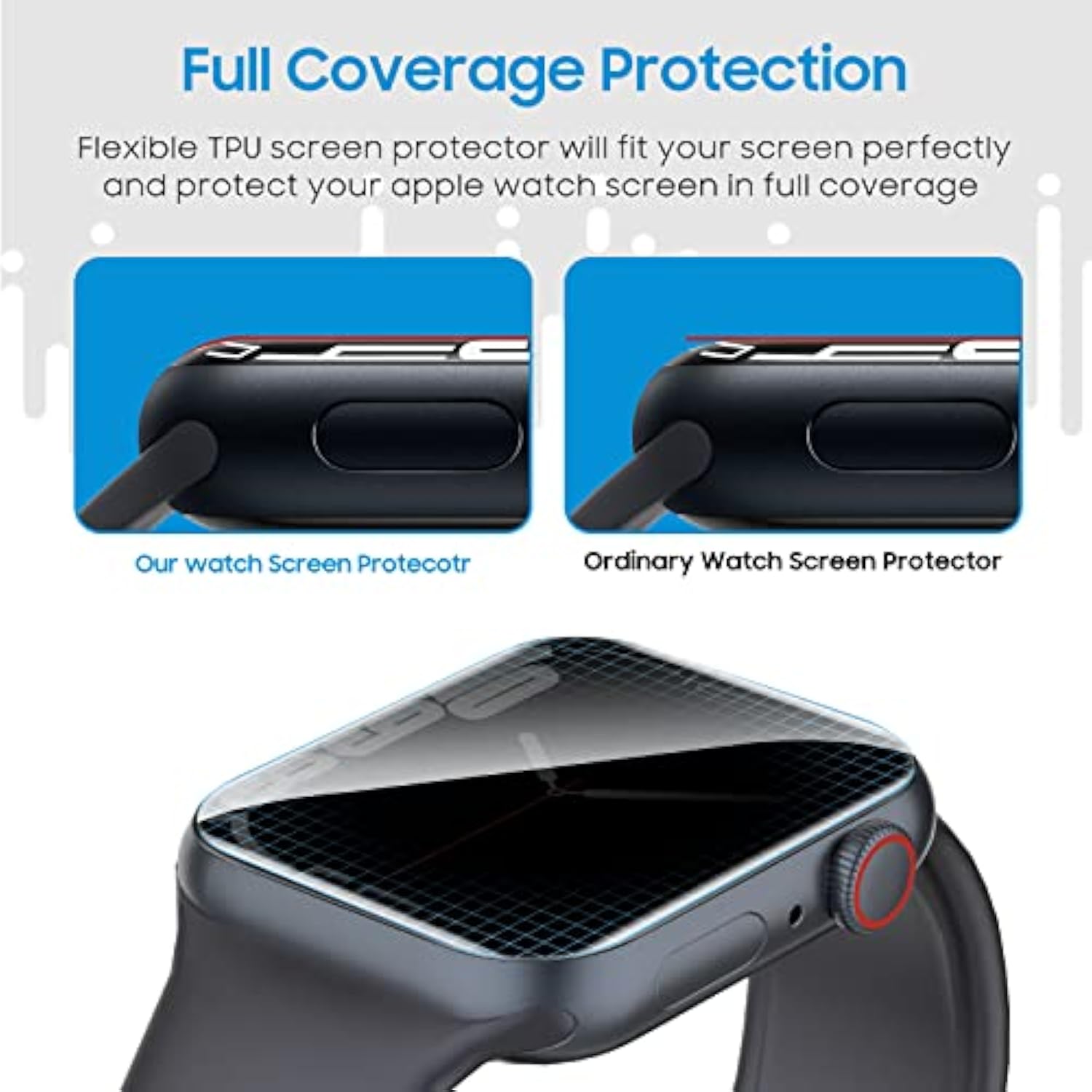 6 Pack For Apple Watch Privacy Screen Protector 44Mm, Apple Watch Se Series 6/5/4 Screen Protector [Upgrade Flexible Film] Anti-Scratch [Non-Bubbles] Soft Hd Tpu Clear Film For Iwatch 44Mm