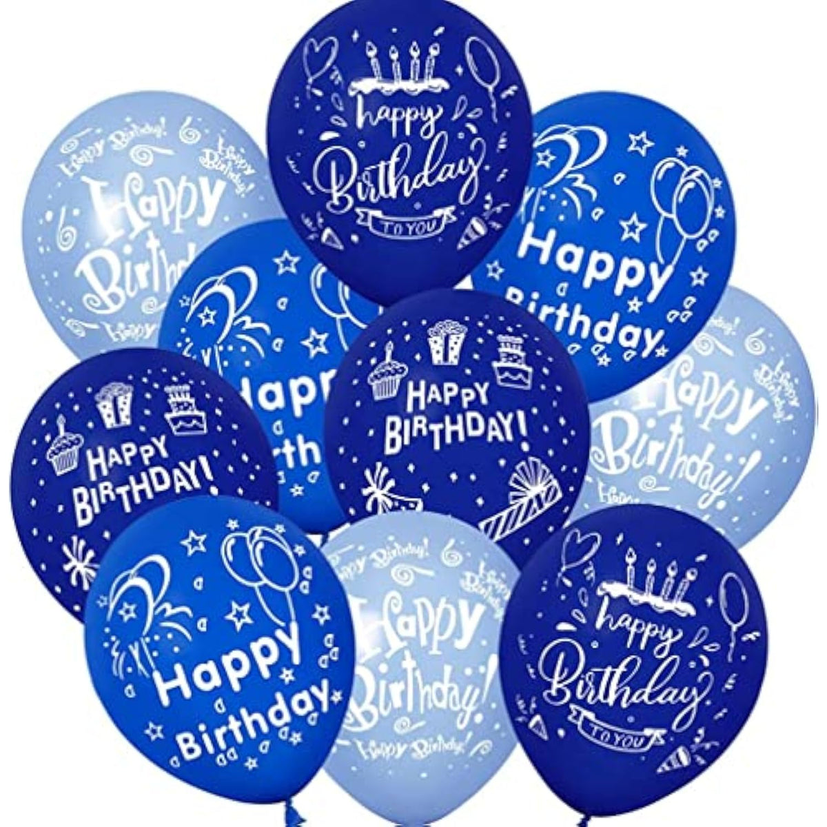 52pcs Blue Birthday Balloons with Party Prints – Decorations for Kids’ Parties