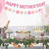 Happy Mother's Day Decorations Banner - NO DIY - Pink Glitter Mothers Day Party Supplies Photo Backdrops
