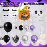 Skull Halloween Balloon Garland Arch Kit 107pcs Purple Black Silver Balloons Pumpkin Bat Decor