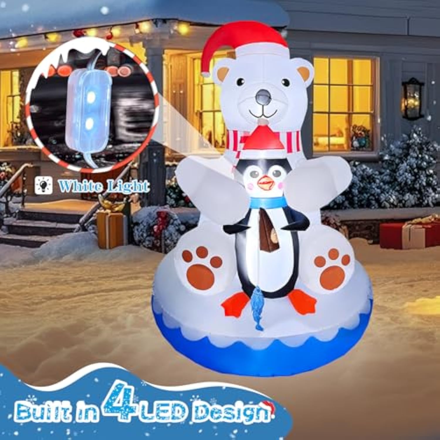 2025 Christmas Inflatable Polar Bear 6Ft Polar Bear And Penguin Fishing Christmas Inflatables Outdoor Decoration Xmas Bl