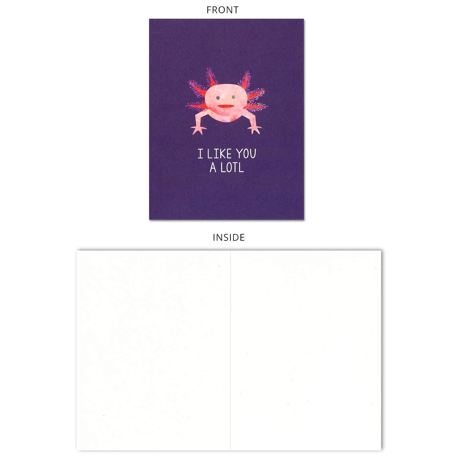 Axolotl Valentine'S Day/Love/Anniversary Card (4.25" X 5.5") | I Like You A Lotl By
