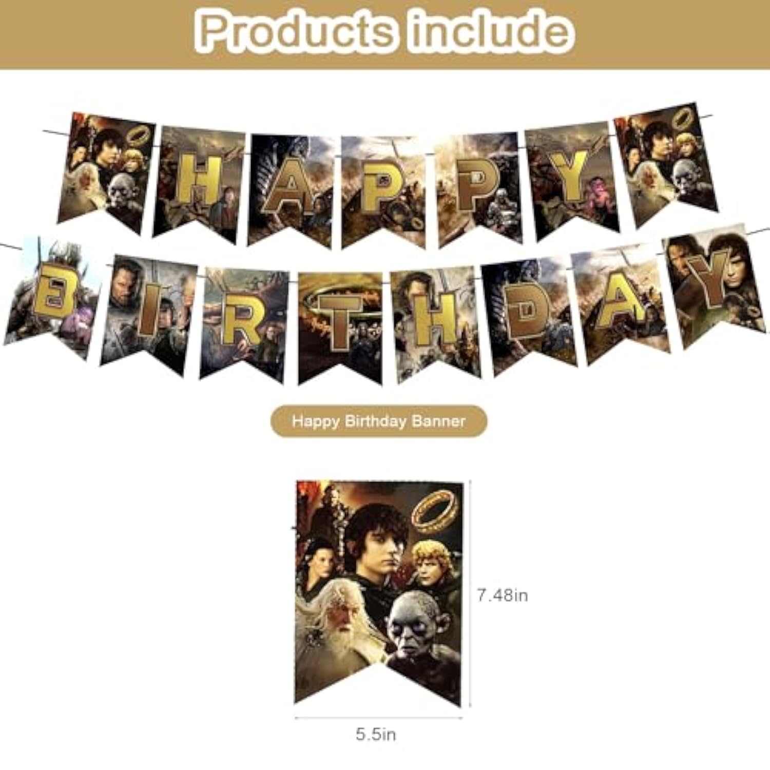 Rings Party Decor Set with Banner, Cake Topper, Cupcake Toppers & Balloons