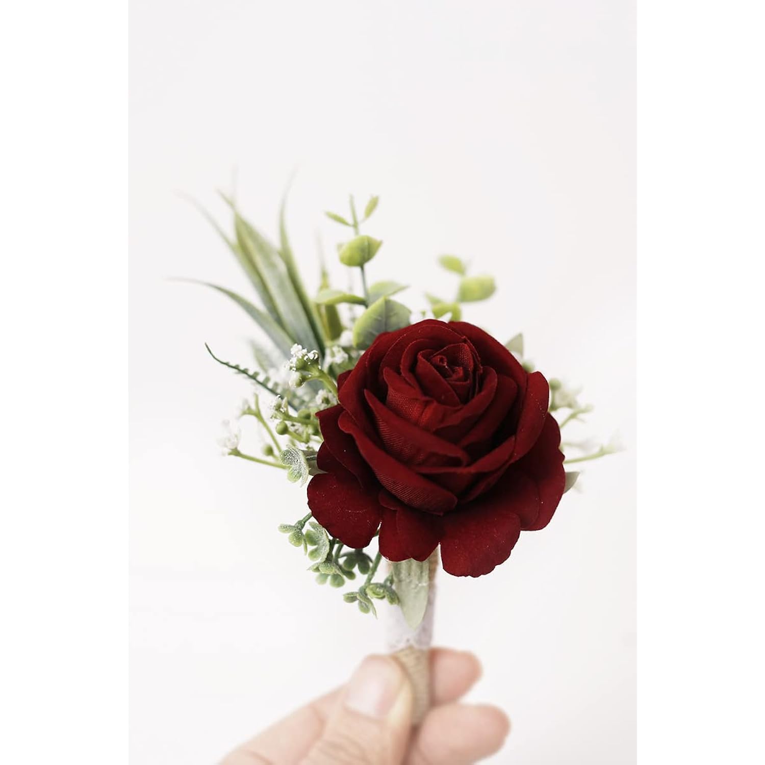 Set Of 6 Wine Red Boutonniere For Best Men Groom Groomsmen Burgundy Buttonholes For Wedding Party Prom Decoration