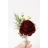 Set Of 6 Wine Red Boutonniere For Best Men Groom Groomsmen Burgundy Buttonholes For Wedding Party Prom Decoration
