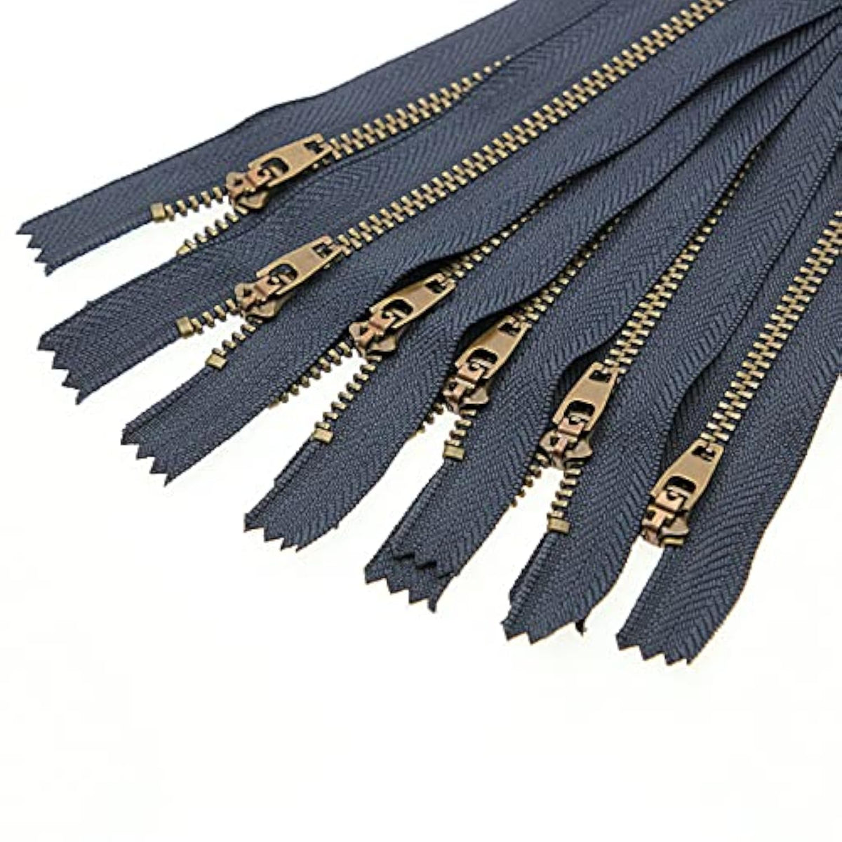 7 Inch Metal Zipper Close End Jeans Zipper Antique Brass Teeth Navy Zi